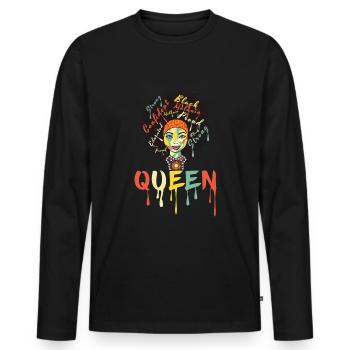 Proud Black Girl Pride Mois de l’histoire des Noirs - T-shirt manches longues Premium bio Homme - noir - Devant - Nico (187cm)