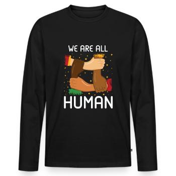 Égalité humaine Fier Black Pride Histoire des Noirs - T-shirt manches longues Premium bio Homme - noir - Devant - Nico (187cm)