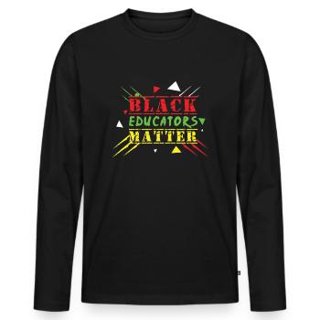 Éducateur noir Fierté enseignante noire Histoire des Noirs - T-shirt manches longues Premium bio Homme - noir - Devant - Nico (187cm)