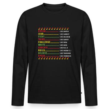 Dream Lead Fight Think Pride Black History - Men's Premium Organic Long Sleeve Shirt - black - Front - Nico (187cm)