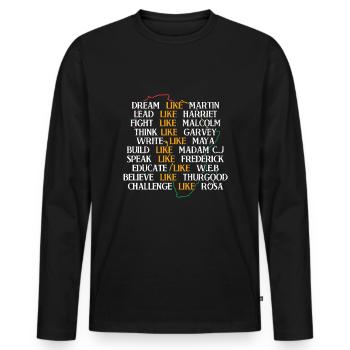Dream Lead Speak Challenge Pride Black History - T-shirt manches longues Premium bio Homme - noir - Devant - Nico (187cm)