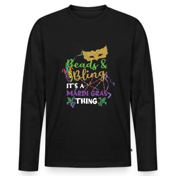 Beads Bling Thing Festival Parade Mardi Gras - Männer Premium Bio Langarmshirt - Schwarz - Vorne - Nico (187cm)
