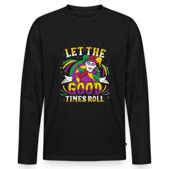 Jester Clown Roll Festival Parade Beads Mardi Gras - Männer Premium Bio Langarmshirt - Schwarz - Vorne - Nico (187cm)