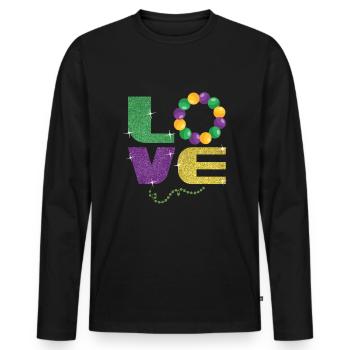 Love New Orleans Festival Parade Beads Mardi Gras - Männer Premium Bio Langarmshirt - Schwarz - Vorne - Nico (187cm)
