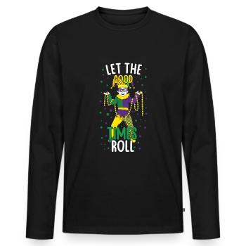 Jester Clown Festival Parade Beads Mardi Gras - Männer Premium Bio Langarmshirt - Schwarz - Vorne - Nico (187cm)