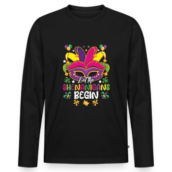 Shenanigans Mask Festival Parade Beads Mardi Gras - Männer Premium Bio Langarmshirt - Schwarz - Vorne - Nico (187cm)