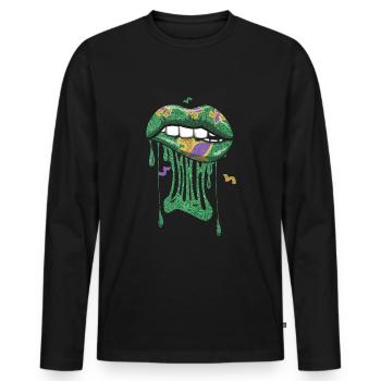Bite Lips Festival Parade Beads Mardi Gras - Männer Premium Bio Langarmshirt - Schwarz - Vorne - Nico (187cm)