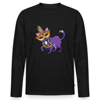 Kawaii Cat Festival Parade Beads 2023 Mardi Gras - Männer Premium Bio Langarmshirt - Schwarz - Vorne - Nico (187cm)