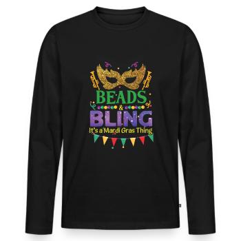 Festival Parade Beads And Bling Mardi Gras 2023 - Männer Premium Bio Langarmshirt - Schwarz - Vorne - Nico (187cm)