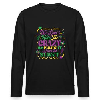 Festival Crazy Parade Beads Mardi Gras 2023 - Männer Premium Bio Langarmshirt - Schwarz - Vorne - Nico (187cm)