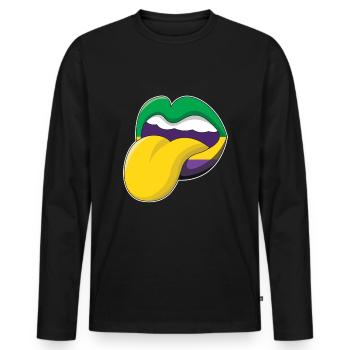 Tongue Lips Festival Parade Beads Mardi Gras - Männer Premium Bio Langarmshirt - Schwarz - Vorne - Nico (187cm)
