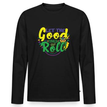 Mask Roll Mardi Festival Parade Beads Mardi Gras - Men's Premium Organic Long Sleeve Shirt - black - Front - Nico (187cm)