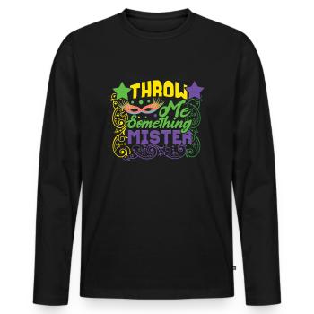 Throw Something Festival Parade Beads Mardi Gras - Männer Premium Bio Langarmshirt - Schwarz - Vorne - Nico (187cm)