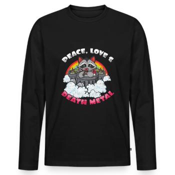 Racoon Love Peace Metal Music Heavy Rock - T-shirt manches longues Premium bio Homme - noir - Devant - Nico (187cm)