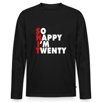 Drôle d’âge de naissance 20 ans heureux j’ai 20 ans - T-shirt manches longues Premium bio Homme - noir - Devant - Nico (187cm)
