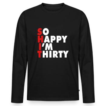 Drôle d’âge de naissance 20 ans heureux j’ai 20 ans - T-shirt manches longues Premium bio Homme - noir - Devant - Nico (187cm)