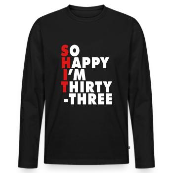 Drôle d’âge de naissance 20 ans heureux j’ai 20 ans - T-shirt manches longues Premium bio Homme - noir - Devant - Nico (187cm)
