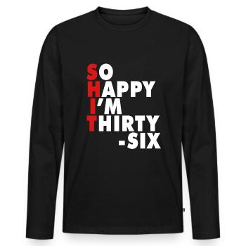 Drôle d’âge de naissance 20 ans heureux j’ai 20 ans - T-shirt manches longues Premium bio Homme - noir - Devant - Nico (187cm)
