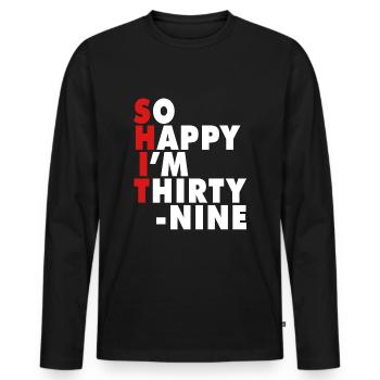 Drôle d’âge de naissance 20 ans heureux j’ai 20 ans - T-shirt manches longues Premium bio Homme - noir - Devant - Nico (187cm)