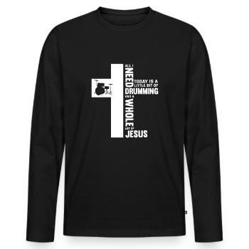 Schlagzeug Schlagzeuger Geschenk - Männer Premium Bio Langarmshirt - Schwarz - Vorne - Nico (187cm)