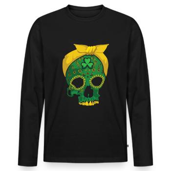 Floral Sucre Os Trèfle Saint Patrick - T-shirt manches longues Premium bio Homme - noir - Devant - Nico (187cm)