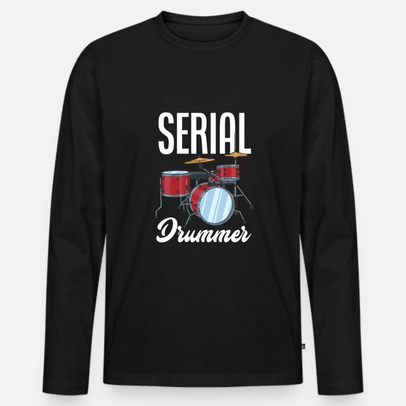 Schlagzeug Schlagzeuger Geschenk - Männer Premium Bio Langarmshirt - Schwarz