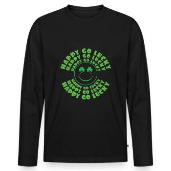 Lucky Paddy Shamrock Saint Patrick Day - Männer Premium Bio Langarmshirt - Schwarz - Vorne - Nico (187cm)