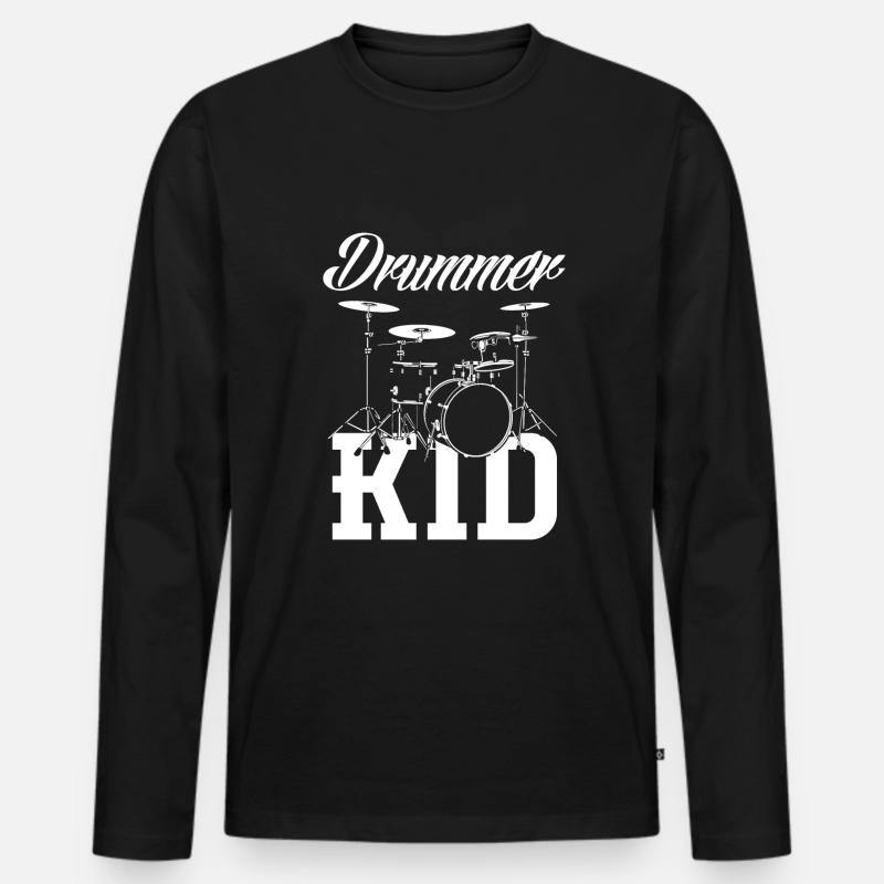 Schlagzeug Schlagzeuger Kind Geschenk - Männer Premium Bio Langarmshirt - Schwarz