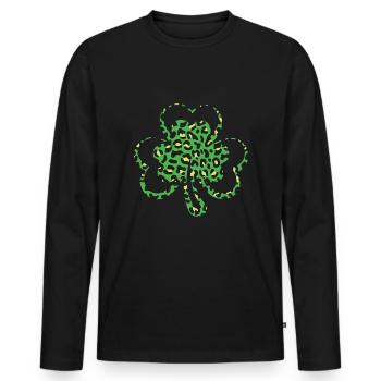 Pattern Leopard Shamrock Saint Patrick Day - Men's Premium Organic Long Sleeve Shirt - black - Front - Nico (187cm)