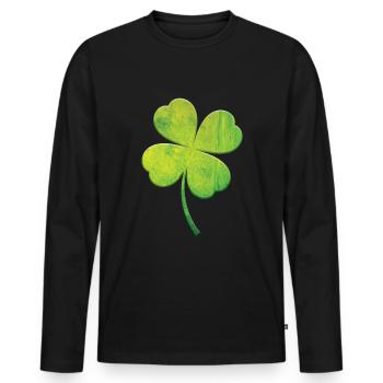 Dye Shamrock Lucky Luck Happy Saint Patrick Day - Men's Premium Organic Long Sleeve Shirt - black - Front - Nico (187cm)