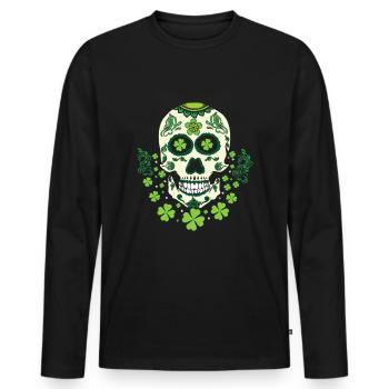 Sugar Bone Skeleton Shamrock Saint Patrick Day - Men's Premium Organic Long Sleeve Shirt - black - Front - Nico (187cm)