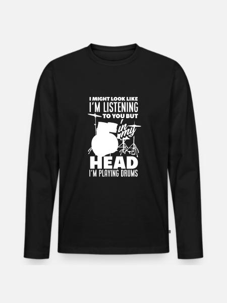 Drums Drummer Gift - T-shirt manches longues Premium bio Homme - noir
