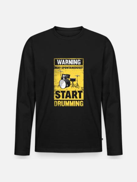 Drums Drummer Gift - T-shirt manches longues Premium bio Homme - noir