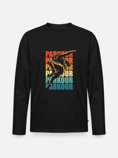Funny Parkour Runner Freerunner Gift - Men's Premium Organic Long Sleeve Shirt - black