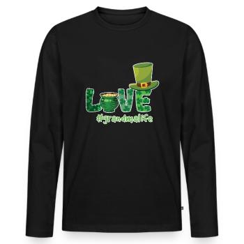 Shamrock Love Grandma Saint Patrick Day - Männer Premium Bio Langarmshirt - Schwarz - Vorne - Nico (187cm)