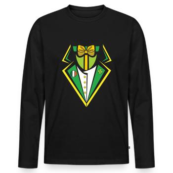 Funny Costume Saint Paddy Shamrock Saint Patricks - Männer Premium Bio Langarmshirt - Schwarz - Vorne - Nico (187cm)