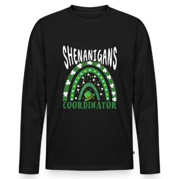 Shenanigans Coordinator Shamrock Saint Patricks - Männer Premium Bio Langarmshirt - Schwarz - Vorne - Nico (187cm)