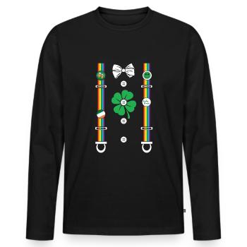 Irish Costume Paddy Shamrock Saint Patrick Day - Männer Premium Bio Langarmshirt - Schwarz - Vorne - Nico (187cm)