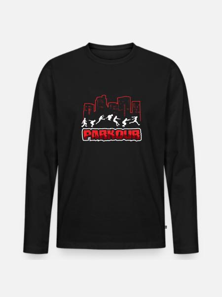 Funny Parkour Runner Freerunner Gift - Men's Premium Organic Long Sleeve Shirt - black