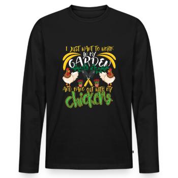 Work In Garden Chickens Farm Garden Hobby Gardener - Men's Premium Organic Long Sleeve Shirt - black - Front - Nico (187cm)