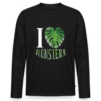 Liebe Monstera Blatt Pflanze Garten Hobbygärtner - Männer Premium Bio Langarmshirt - Schwarz - Vorne - Nico (187cm)