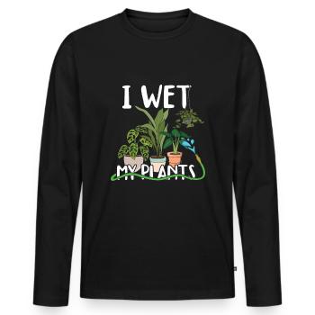 I Wet My Plants Lustiger Bauer Garten Hobbygärtner - Männer Premium Bio Langarmshirt - Schwarz - Vorne - Nico (187cm)