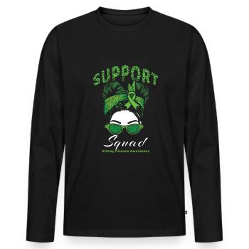 L'escouade soutient le Mois de la sensibilisation à la maladie du rein vert - T-shirt manches longues Premium bio Homme - noir - Devant - Nico (187cm)