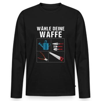 Wähle Deine Waffe Gartenwerkzeug Lustiges Gärtner - Männer Premium Bio Langarmshirt - Schwarz - Vorne - Nico (187cm)