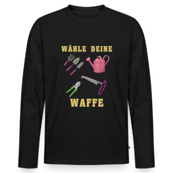 Wähle Deine Waffe Gartenwerkzeug Lustiges Gärtner - Männer Premium Bio Langarmshirt - Schwarz - Vorne - Nico (187cm)