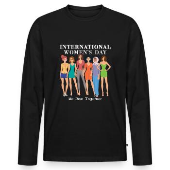 Journée internationale de la femme Rise Féminisme - T-shirt manches longues Premium bio Homme - noir - Devant - Nico (187cm)