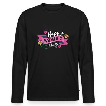 Journée internationale de la femme Bonne Journée de la femme - T-shirt manches longues Premium bio Homme - noir - Devant - Nico (187cm)