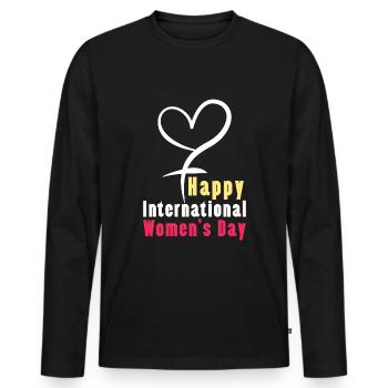 Bonne Journée internationale de la femme 8 mars Féministe - T-shirt manches longues Premium bio Homme - noir - Devant - Nico (187cm)