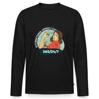 International Womens Day Everyday Girl - Men's Premium Organic Long Sleeve Shirt - black - Front - Nico (187cm)