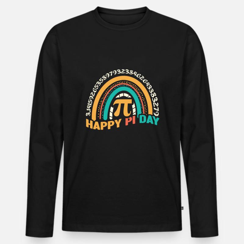 Retro Pi Mathe Urlaub Mathematik Groovy Pi Tag - Männer Premium Bio Langarmshirt - Schwarz